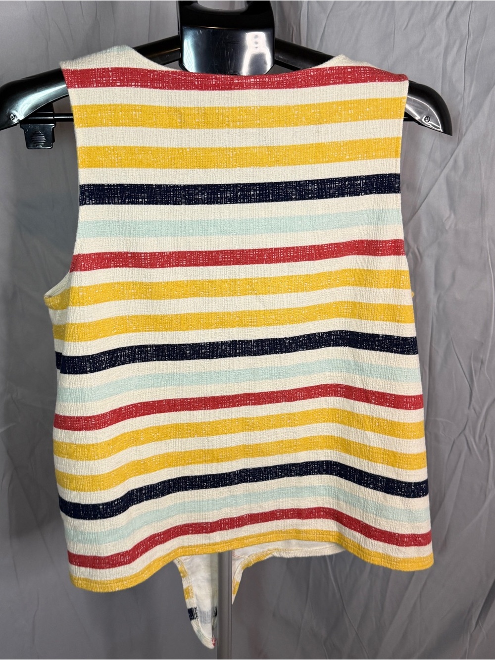 Old Navy Striped Button-Front Tie-Hem Camisole in Yellow, Red, Navy & Light Blue - Picture 2 of 5